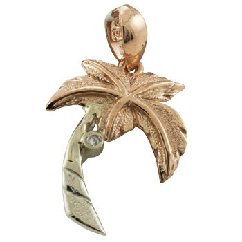 ハワイアンジュエリー ネックレス ペンダント トップ 14K ゴールド 2トーン パームツリーダイヤモンドココナッツトップ メンズ レディース ヤシの木 ハワイ...