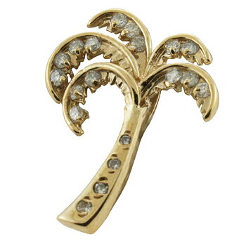 ハワイアンジュエリー ネックレス ペンダント トップ 14K ゴールド ダイヤモンドを散りばめた煌めく パームツリートップ メンズ レディース ダイヤモンド ヤ...