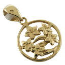 ハワイアンジュエリー ネックレス ペンダント トップ 14K ゴールド 透かしサークルプルメリアウェーブミニトップ レディース プルメリア ハワイ製