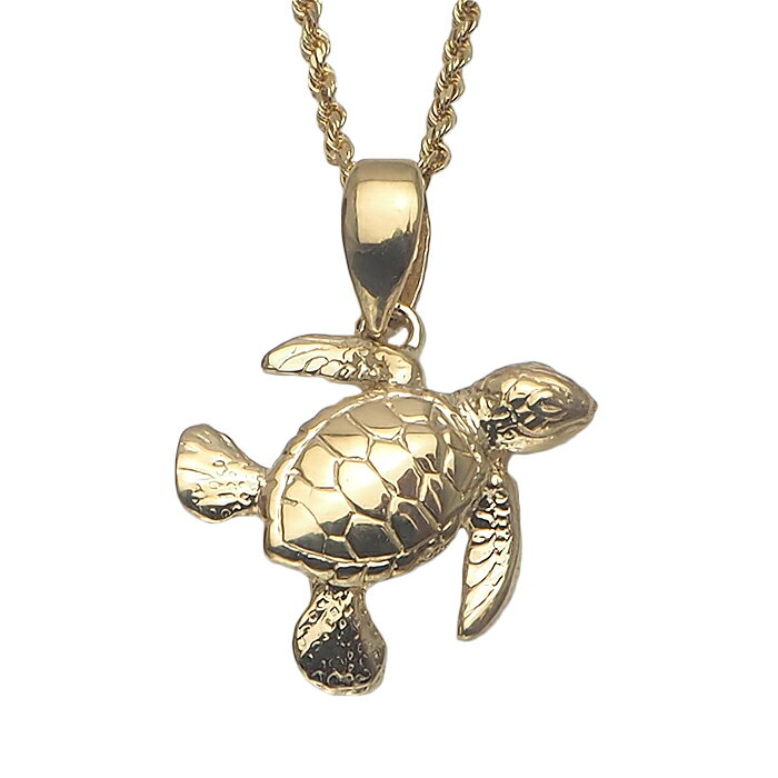 ハワイアンジュエリー ネックレス ペンダント トップ 14K ゴールド リアルホヌトップ メンズ レディース ホヌ ハワイ製