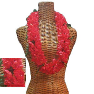 ハワイアン レイ フラ フラダンス衣装 フラワーレイ しっかりとしたボリュームの シェルジンジャーポエポエレイ レッド