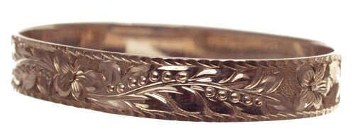 ハワイアンジュエリー バングル ブレスレット 本格 オーダーメイド ゴールドバングル フラット 重厚な1.75mm厚 15mm 選べるデザインやゴールドカラー ...