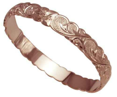 ハワイアンジュエリー バングル ブレスレット 本格 オーダーメイド ゴールドバングル バレル 重厚な2.0mm厚 10mm 選べるデザインやゴールドカラー メン...