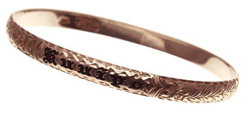 ハワイアンジュエリー バングル ブレスレット 本格 オーダーメイド ゴールドバングル バレル 重厚な2.0mm厚 6mm 選べるデザインやゴールドカラー メンズ...