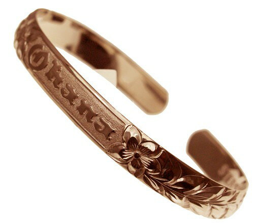 ハワイアンジュエリー バングル ブレスレット 本格 オーダーメイド ゴールドバングル バレル 重厚な2.0mm厚 8mm 選べるデザインやゴールドカラー メンズ...