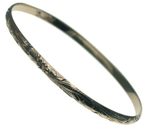 ハワイアンジュエリー バングル ブレスレット 本格 オーダーメイド ゴールドバングル バレル 重厚な2.0mm厚 4mm 選べるデザインやゴールドカラー メンズ...