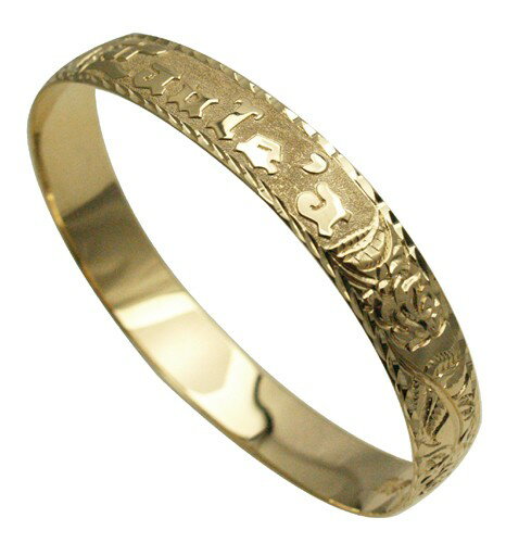 ハワイアンジュエリー バングル ブレスレット 本格 オーダーメイド ゴールドバングル バレル 重厚な2.0mm厚 12mm 選べるデザインやゴールドカラー メン...