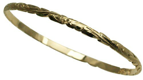 ハワイアンジュエリー バングル ブレスレット 本格 オーダーメイド ゴールドバングル バレル 基本の厚み1.5mm 4mm 選べるデザインやゴールドカラー メン...