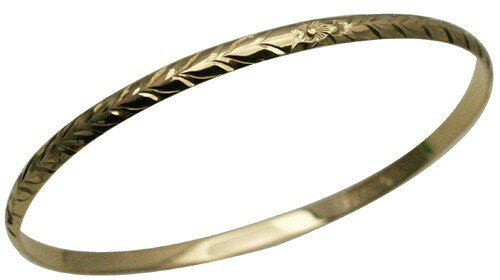ハワイアンジュエリー バングル ブレスレット 本格 オーダーメイド ゴールドバングル バレル 重厚な2.0mm厚 4mm 選べるデザインやゴールドカラー メンズ...