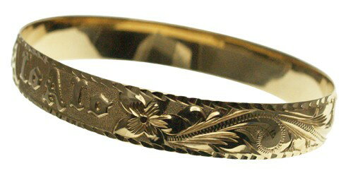 ハワイアンジュエリー バングル ブレスレット 本格 オーダーメイド ゴールドバングル バレル 重厚な2.0mm厚 10mm 選べるデザインやゴールドカラー メン...