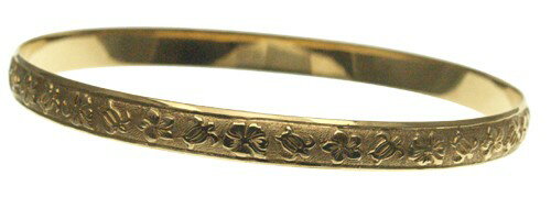 ハワイアンジュエリー バングル ブレスレット 本格 オーダーメイド ゴールドバングル バレル お手軽な1.25mm厚 6mm 選べるデザインやゴールドカラー メ...