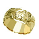 ハワイアンジュエリー リング 指輪 オーダーメイド バレルリング 重厚な立体感2mm厚 幅10mm 14K ゴールド グリーンゴールド ハワイ製 手彫りリング ...