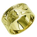 ハワイアンジュエリー リング 指輪 オーダーメイド フラットリング重厚な立体感2mm厚 幅10mm 14K ゴールド グリーンゴールド ハワイ製 手彫りリング ...