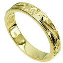 ハワイアンジュエリー リング 指輪 オーダーメイド お手軽な1.0mm厚 幅4mm 14K ゴールド グリーンゴールド フラットリング ハワイ製 手彫りリング メンズ レディース 結婚指輪 マリッジリング ウェディングリング 2号-28号