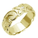 ハワイアンジュエリー リング 指輪 オーダーメイド 重厚な立体感2mm厚 幅6mm 14K ゴールド グリーンゴールド バレルリング ハワイ製 手彫りリング メンズ レディース 結婚指輪 マリッジリング ウェディングリング 2号-28号
