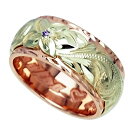 ハワイアンジュエリー リング 指輪 オーダーメイド 幅10mm 14K ゴールド 2トーンリング イエローホワイトゴールド ハワイ製 手彫りリング メンズ レデ...