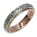 ハワイアンジュエリー リング 指輪 オーダーメイド 幅4mm デザイン幅3mmの細めで繊細な2トーンリング ハワイ製 手彫りリング メンズ レディース 結婚指輪...