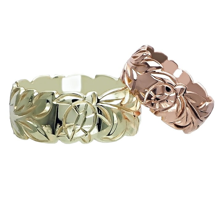 ハワイアンジュエリー リング 指輪 オーダーメイド 14金バレル オーダーメイド ペアリング特価セット! 10mmと8mm幅 1.5mm基本の厚み ハワイ製 手...