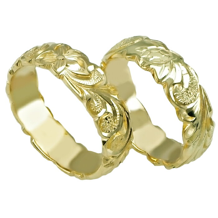 ハワイアンジュエリー リング 指輪 オーダーメイド 14金バレル オーダーメイド ペアリング特価セット! 6mm幅 2.0mm重厚で上質 ハワイ製 手彫りリング...