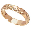 ハワイアンジュエリー リング 指輪 オーダーメイド 1.5mm厚 幅6mm 14K ゴールド ピンクゴールド バレルリング ハワイ製 手彫りリング メンズ レデ...