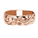 ハワイアンジュエリー リング 指輪 オーダーメイド 1.5mm厚 幅6mm 14K ゴールド ピンクゴールド バレルリング ハワイ製 手彫りリング メンズ レデ...