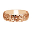 ハワイアンジュエリー リング 指輪 オーダーメイド 1.5mm厚 幅6mm 14K ゴールド ピンクゴールド バレルリング ハワイ製 手彫りリング メンズ レデ...