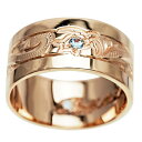 ハワイアンジュエリー リング 指輪 オーダーメイド お手軽な1.0mm厚 幅10mm 14K ゴールド ピンクゴールド フラットリング ハワイ製 手彫りリング メンズ レディース 結婚指輪 マリッジリング ウェディングリング 2号-28号