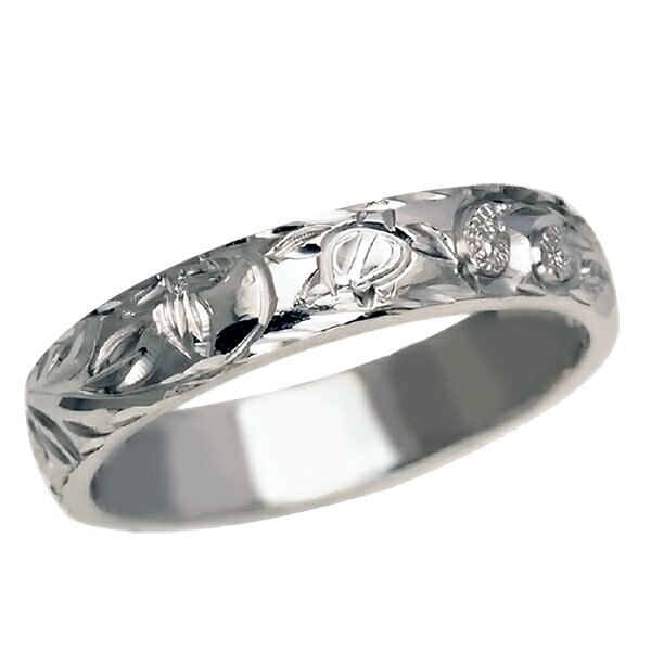 ハワイアンジュエリー リング 指輪 オーダーメイド 1.75mm厚 幅4mm プラチナ950 バレルリング メンズ レディース ハワイ製 手彫りリング 結婚指輪...