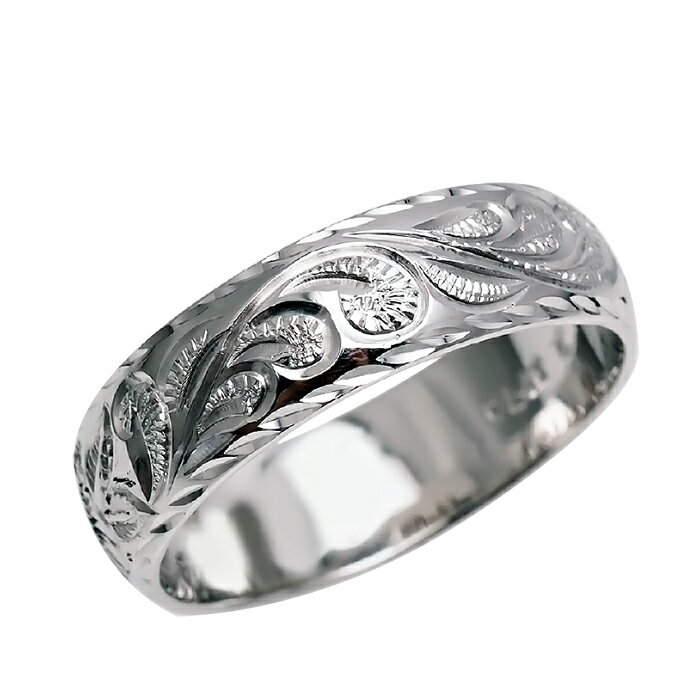 ハワイアンジュエリー リング 指輪 オーダーメイド 1.5mm厚 幅6mm プラチナ950 バレル ペアリング ハワイ製 手彫りリング メンズ レディース 結婚指輪 マリッジリング ウェディングリング 2号-28号 2