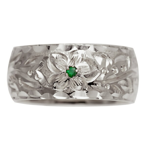 ハワイアンジュエリー リング 指輪 オーダーメイド しっかりした1.75mm厚 幅8mm 14K ゴールド ホワイトゴールド バレルリング ハワイ製 手彫りリン...