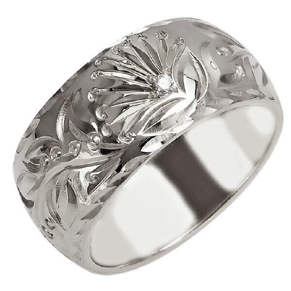 ハワイアンジュエリー リング 指輪 オーダーメイド 重厚な立体感2mm厚 幅10mm 14K ゴールド ホワイトゴールド バレルリング ハワイ製 手彫りリング ...