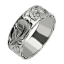 ハワイアンジュエリー リング 指輪 オーダーメイド 重厚な立体感2mm厚 幅8mm 14K ゴールド ホワイトゴールド フラットリング ハワイ製 手彫りリング ...