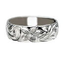 ハワイアンジュエリー リング 指輪 オーダーメイド 1.5mm厚 幅6mm 14K ゴールド ホワイトゴールド バレルリング ハワイ製 手彫りリング メンズ レ...