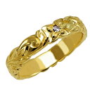 ハワイアンジュエリー リング 指輪 オーダーメイド 重厚な立体感2mm厚 幅4mm 14K ゴールド イエローゴールド ダイヤモンド バレルリング ハワイ製 手彫りリング メンズ レディース 結婚指輪 マリッジリング ウェディングリング 2号-28号