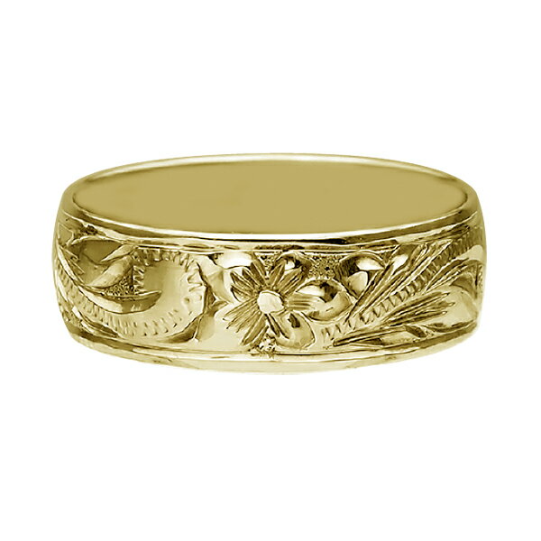 ハワイアンジュエリー リング 指輪 オーダーメイド 1.5mm厚 幅6mm 14K ゴールド イエローゴールド バレルリング ハワイ製 手彫りリング メンズ レディース 結婚指輪 マリッジリング ウェディングリング 2号-28号
