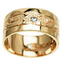 ハワイアンジュエリー リング 指輪 オーダーメイド 1.25mm厚 幅10mm 14K ゴールド イエローゴールド フラットリング ハワイ製 手彫りリング メンズ レディース 結婚指輪 マリッジリング ウェディングリング 2号-28号