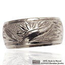 ハワイアンジュエリー リング 指輪 オーダーメイド 1.5mm厚 幅8mm 14K ゴールド ホワイトゴールド バレルリング ハワイ製 手彫りリング メンズ レディース 結婚指輪 マリッジリング ウェディングリング 2号-28号