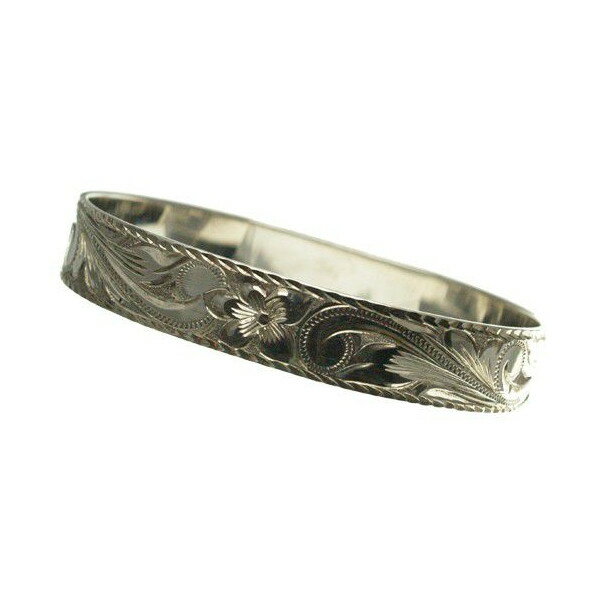 ハワイアンジュエリー バングル ブレスレット 本格 オーダーメイド シルバーバングル フラット 重厚な2.0mm厚 12mm 選べるデザインやスタイル メンズ ...