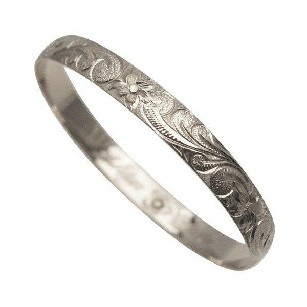 ハワイアンジュエリー バングル ブレスレット 本格 オーダーメイド シルバーバングル バレル 重厚な2.0mm厚 8mm 選べるデザインやスタイル メンズ レデ...