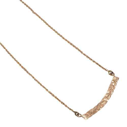 ハワイアンジュエリー ネックレス ハンドメイド 3mm ゴールドプレートプルメリア カットアウト マイレリーフネックレス レディース 14K ゴールド ハワイ製...