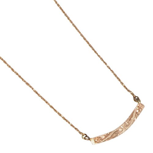 ハワイアンジュエリー ネックレス ハンドメイド 3mm ゴールドプレートプルメリア ハワイアン スクロールネックレス レディース 14K ゴールド ハワイ製 手...