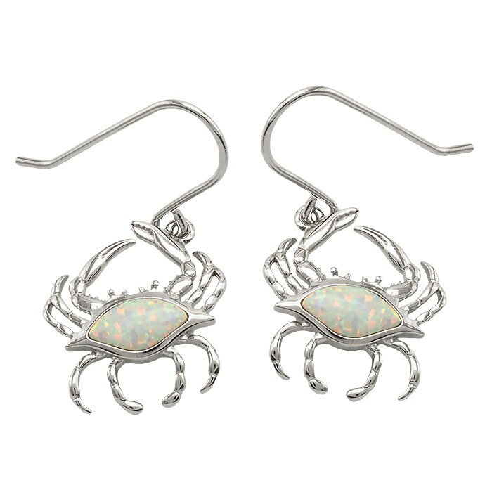 ハワイアンジュエリー ピアス フックピアス イヤリング シルバー925 人工オパール クラブ カニ ロジウムコーティング