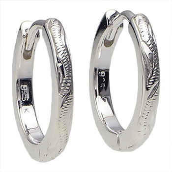 ハワイアンジュエリー ピアス イヤリング 波柄 フープピアス メンズ レディース シルバー