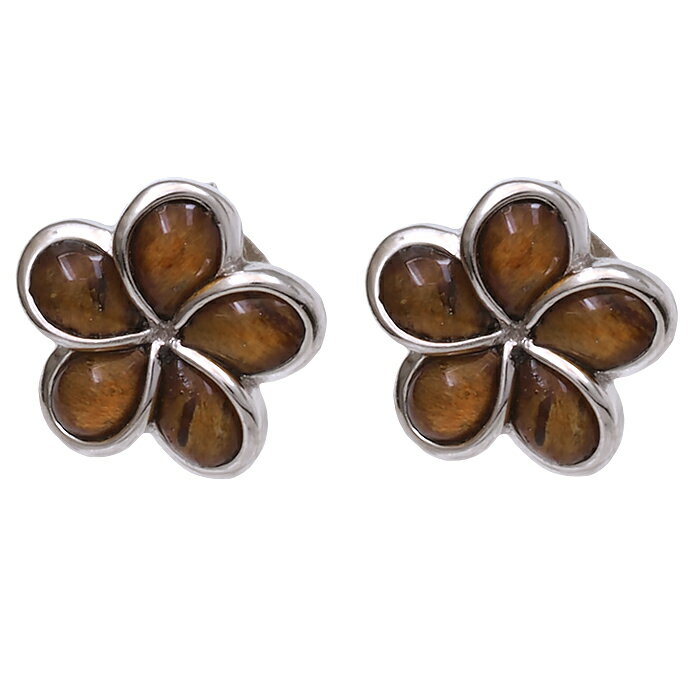 ハワイアンジュエリー ピアス イヤリング ハワイアン コアウッド ミニプルメリアピアス レディース シルバー ロジウムコーティング プルメリア