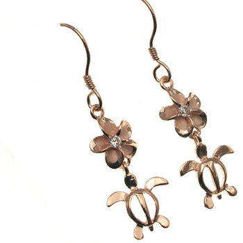 ハワイアンジュエリー ピアス イヤリング ピンクゴールドコーティング ホヌプルメリアフック ピアス レディース シルバー