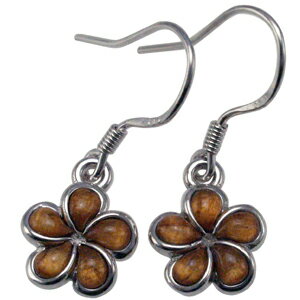 ハワイアンジュエリー ピアス イヤリング ハワイアン コアウッド ミニプルメリアシルバーフックピアス ロジウムコーティング レディース シルバー プルメリア