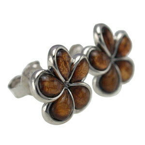 ハワイアンジュエリー ピアス イヤリング ハワイアン コアウッド ミニプルメリアピアス レディース シルバー ロジウムコーティング プルメリア