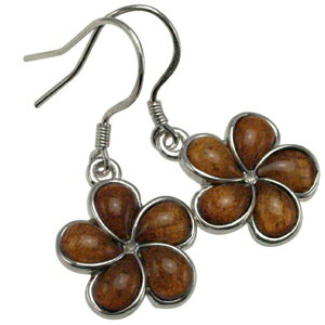 ハワイアンジュエリー ピアス イヤリング コアウッド プルメリアフックピアス ロジウムコーティング レディース シルバー プルメリア