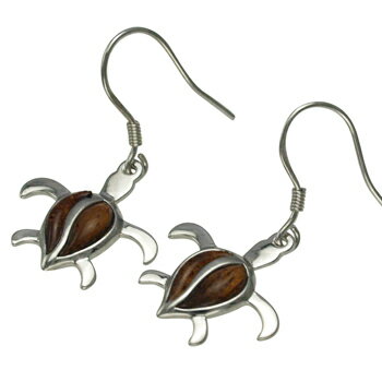 ハワイアンジュエリー ピアス イヤリング コアウッド ホヌフックピアス ロジウムコーティング メンズ レディース シルバー ホヌ