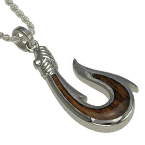 ハワイアンジュエリー ネックレス ペンダント aumakua ハワイアン コアウッド フィッシュフックトップ ロジウムコーティング メンズ レディース シルバー